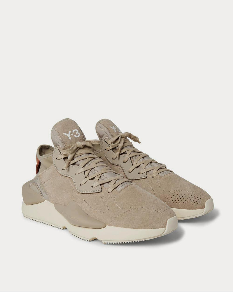 Y-3 Kaiwa Leather-Trimmed Suede and Neoprene  Taupe low top sneakers - 2