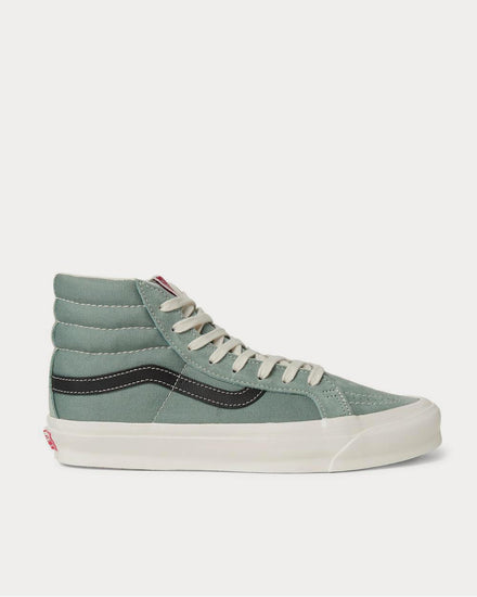 Vans OG SK8-Hi LX Leather-Trimmed Suede and Canvas High-Top  Gray green high top sneakers - 1