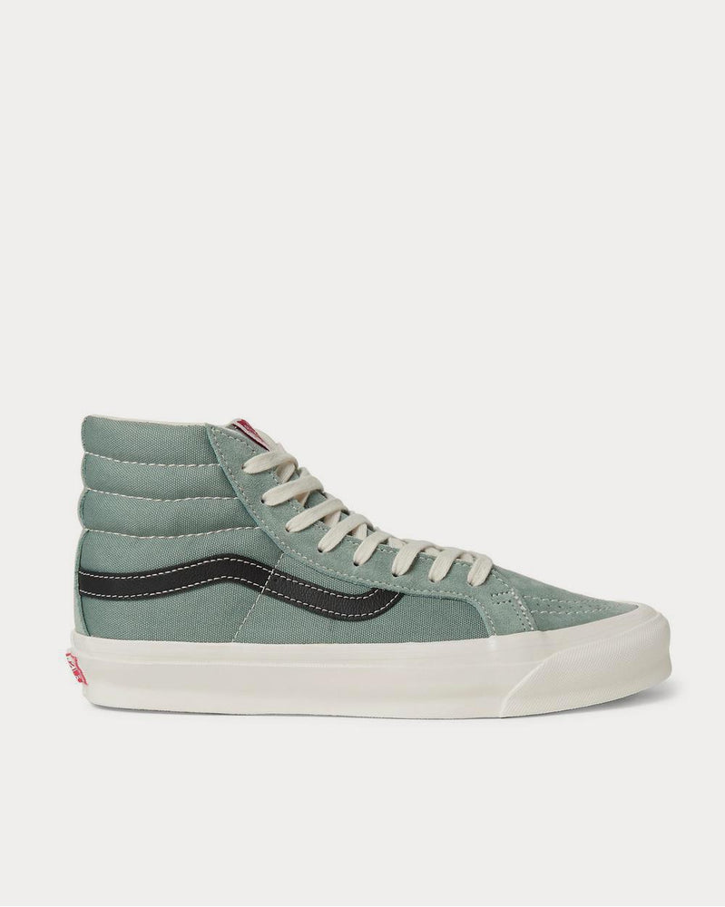 Vans OG SK8-Hi LX Leather-Trimmed Suede and Canvas High-Top  Gray green high top sneakers - 1