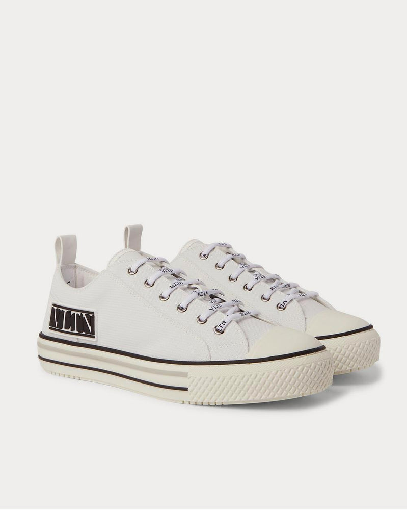 Valentino Logo-Appliquéd Rubber-Trimmed Canvas  White low top sneakers - 2