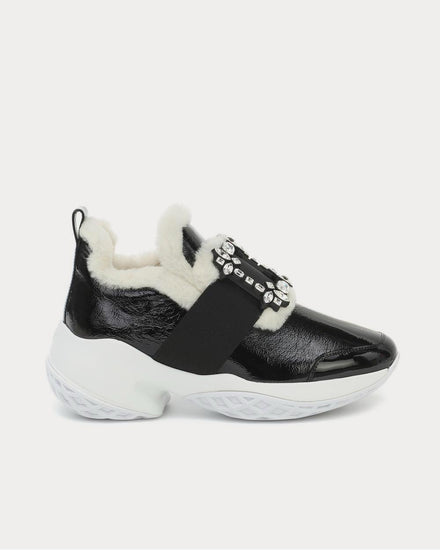 Roger Vivier Viv’ Run shearling-trimmed Nero low top Sneakers - 1