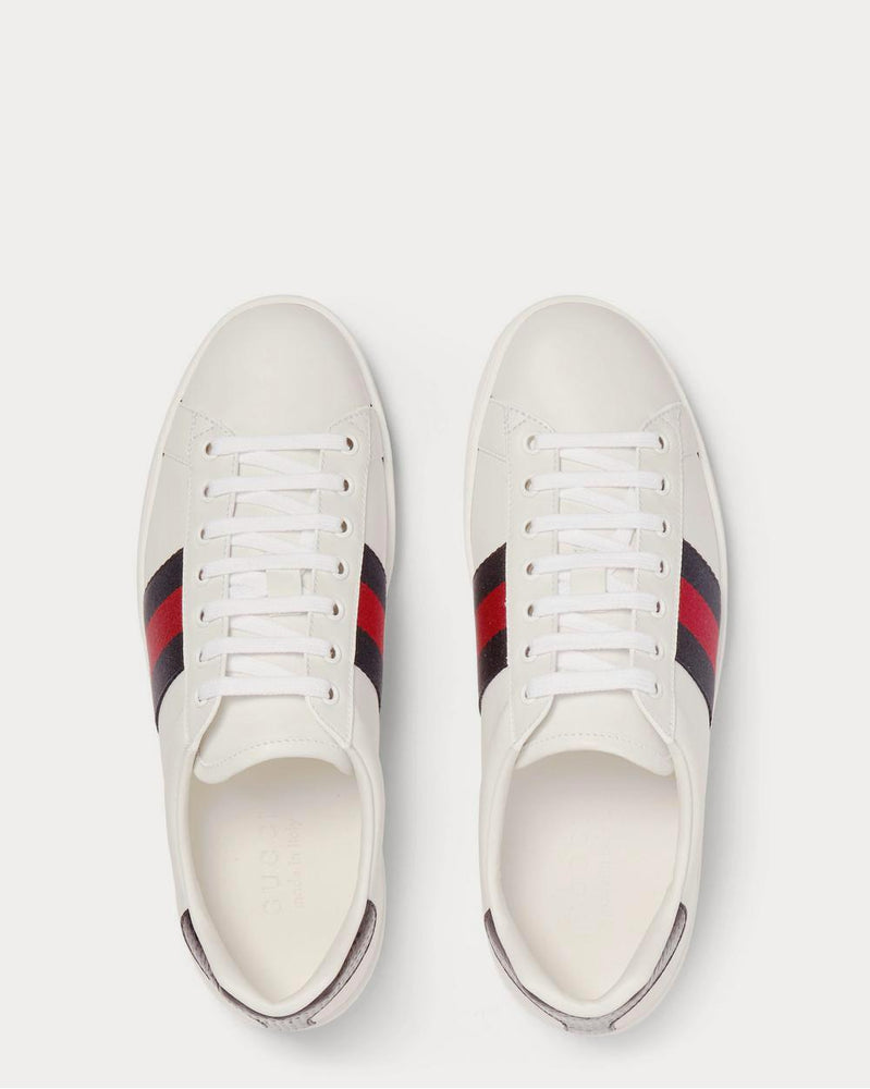 Gucci Ace Watersnake-Trimmed Leather  White low top sneakers - 6