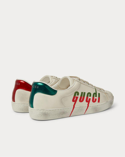 Gucci Ace Distressed Leather  Off-white low top sneakers - 4