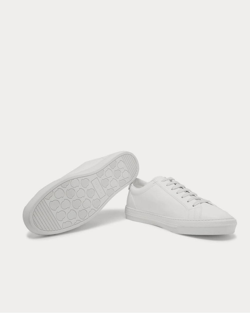 Moncler New Monaco Logo-Appliquéd Leather  White low top sneakers - 3