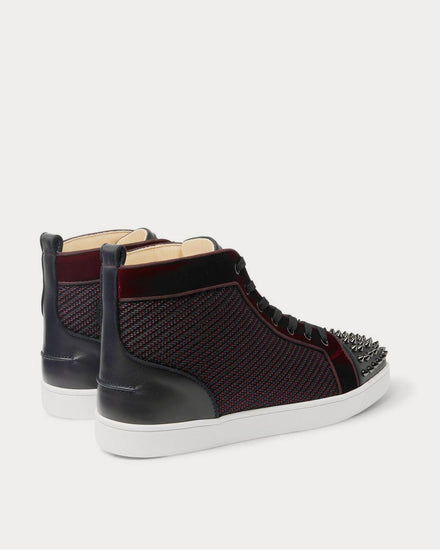 Christian Louboutin Lou Spikes Orlato Velvet, Raffia and Leather High-Top  Navy high top sneakers - 4