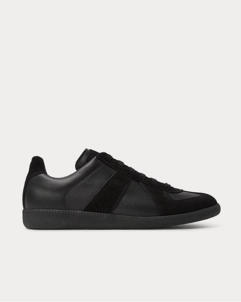 Replica Leather and Suede  Black low top sneakers