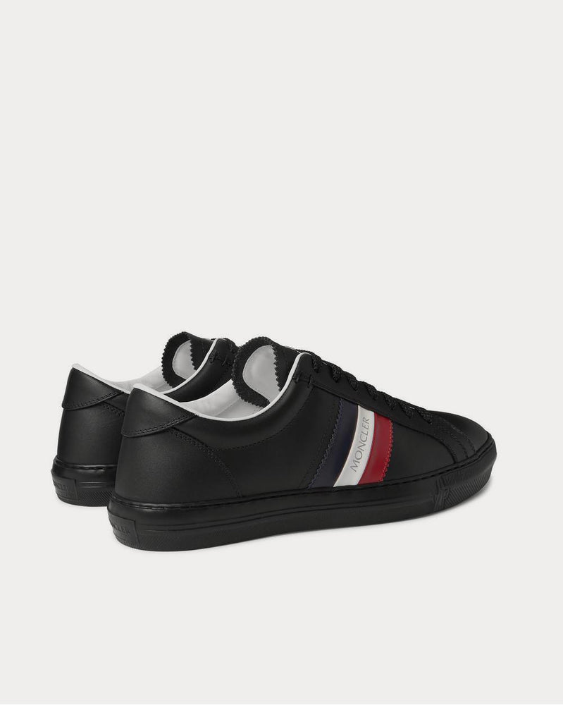 Moncler New Monaco Striped Leather  Black low top sneakers - 3