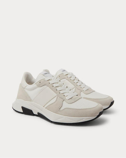 Tom Ford Jagga Leather-Trimmed Suede and Mesh  White low top sneakers - 2