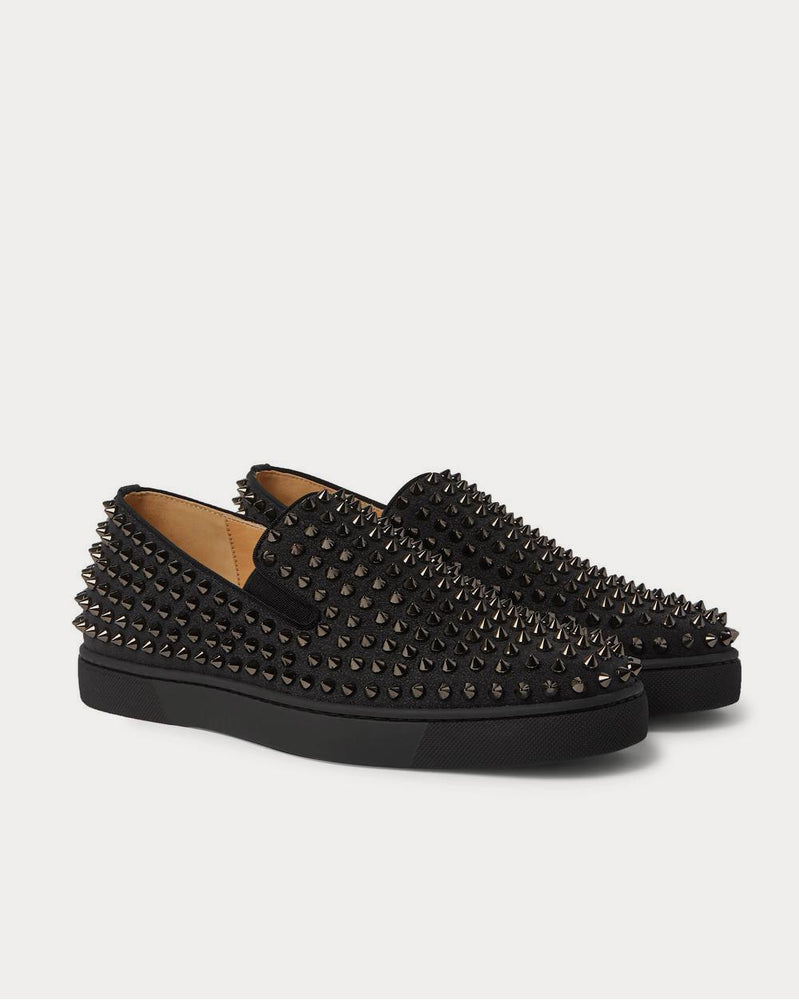 Christian Louboutin Roller-Boat Studded Glittered Leather Slip-On  Black slip on sneakers - 2