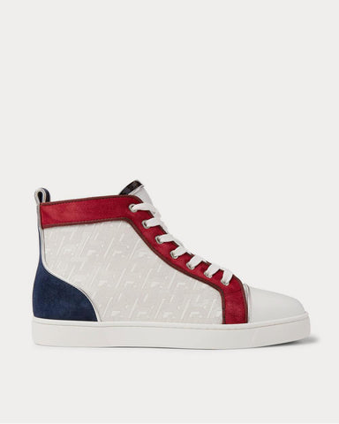 Christian Louboutin Louis Orlato Suede, Leather and Denim High-Top  White high top sneakers