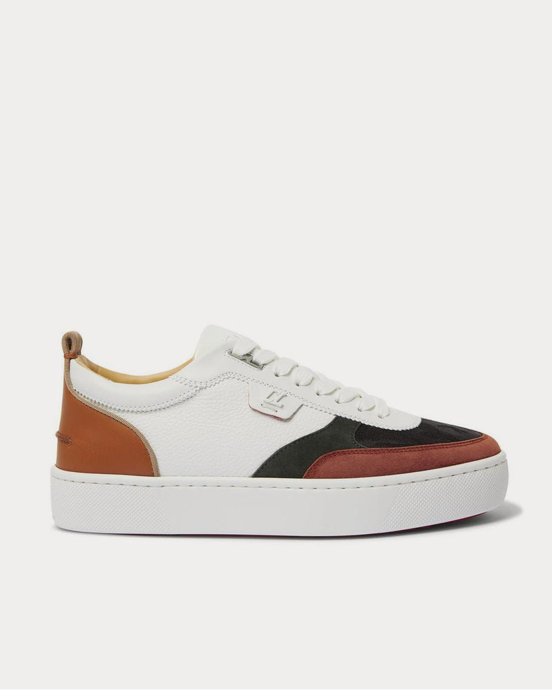 Christian Louboutin Happyrui Leather, Suede and Glittered Mesh  White low top sneakers - 1