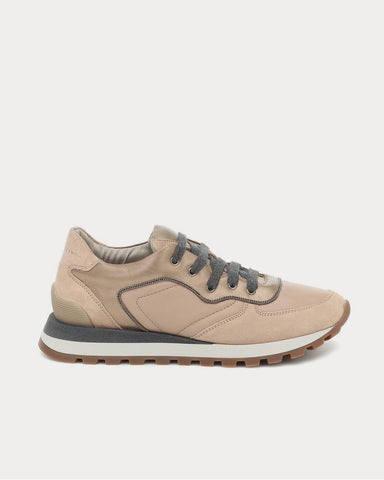 Brunello Cucinelli Suede and leather Camel Rose Low Top Sneakers