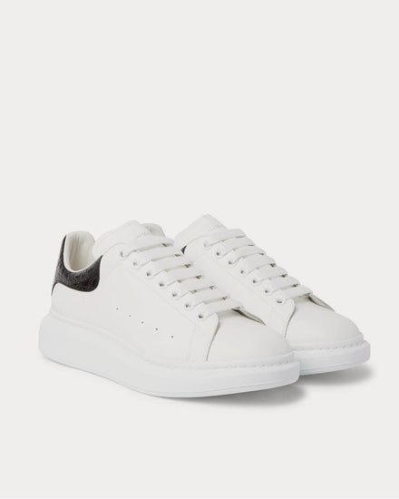 McQueen Exaggerated-Sole Croc Effect-Trimmed Leather  White low top sneakers - 2
