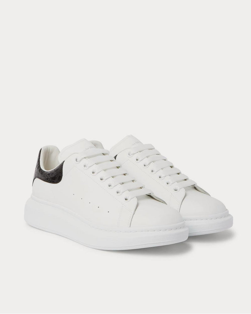 Alexander McQueen Exaggerated-Sole Croc Effect-Trimmed Leather  White low top sneakers - 2