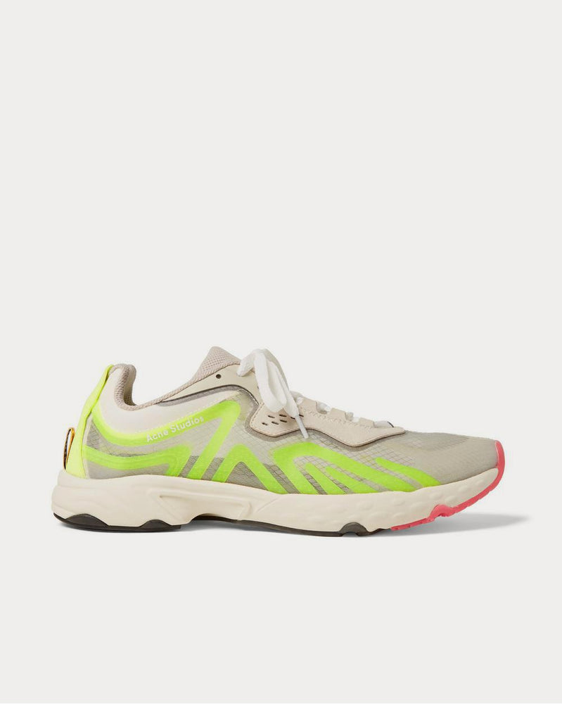 Acne Studios Faux Suede- and Rubber-Trimmed Ripstop  Light gray low top sneakers - 1