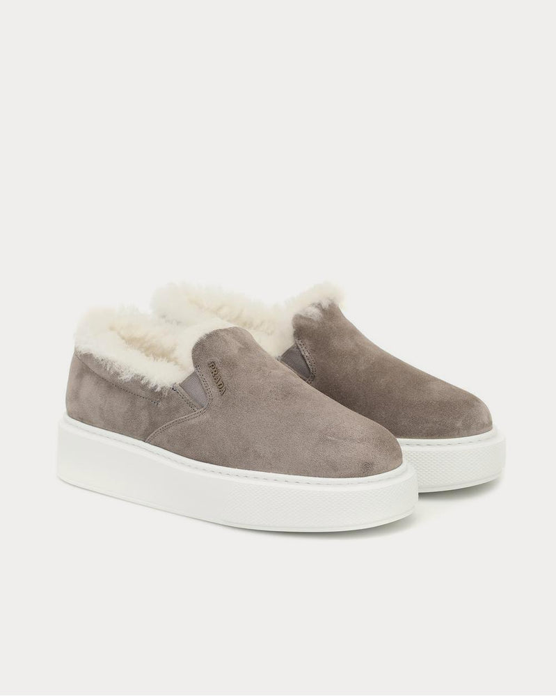 Prada Shearling-lined Brown Slip On Sneakers - 2