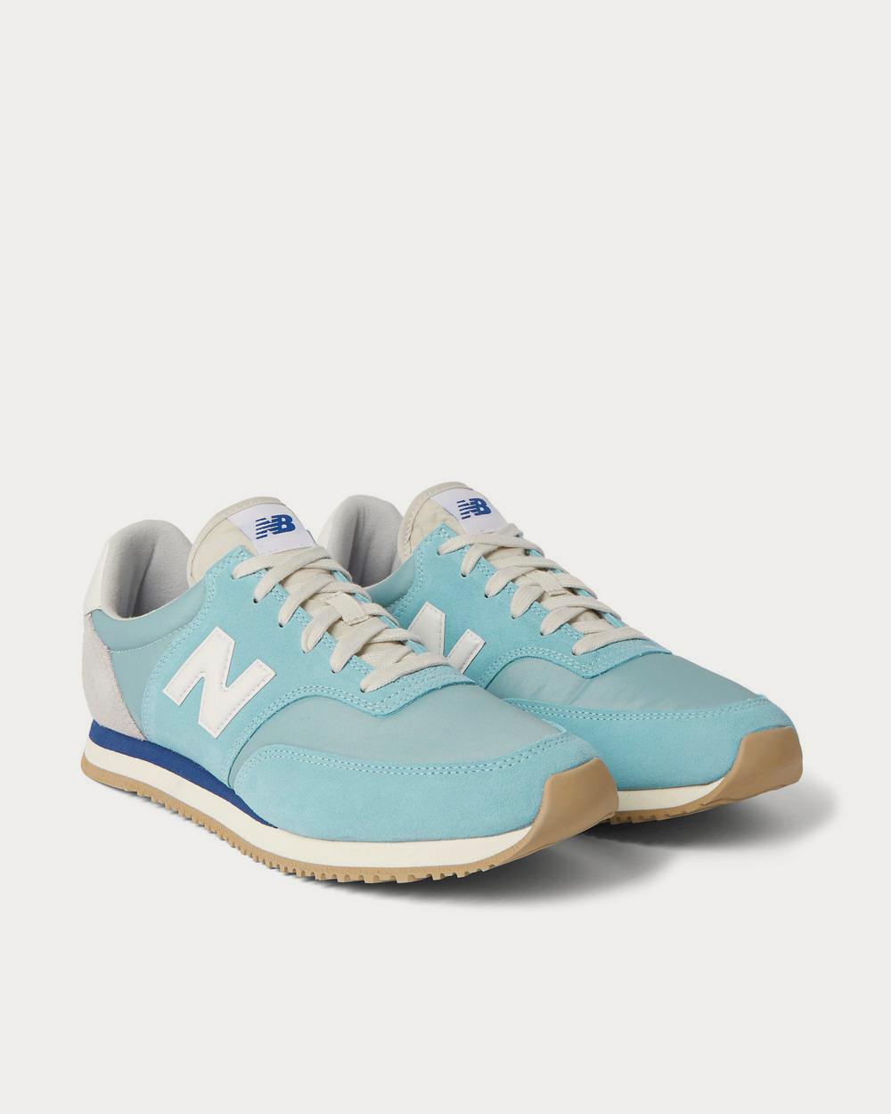 New Balance - Comp 100 Leather and Suede-Trimmed Shell  Light blue low top sneakers