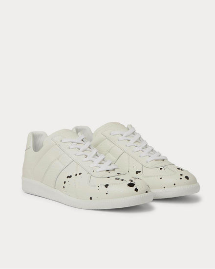 Maison Margiela Replica Paint-Splattered Full-Grain Leather  White low top sneakers - 2