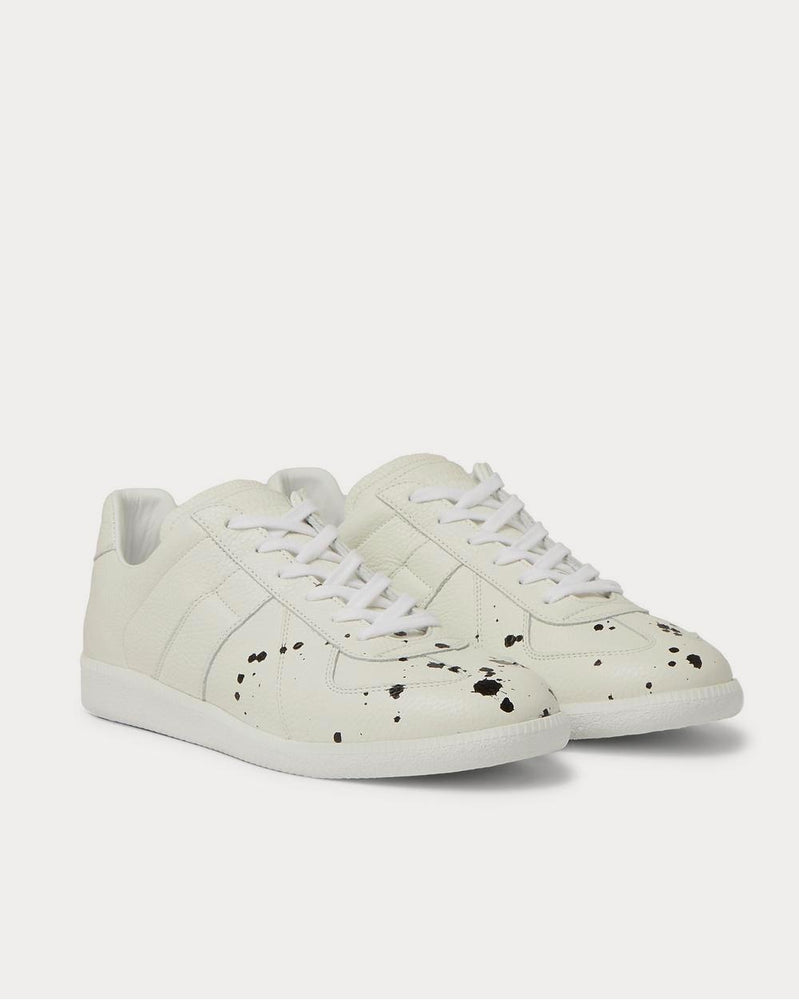 Maison Margiela Replica Paint-Splattered Full-Grain Leather  White low top sneakers - 2