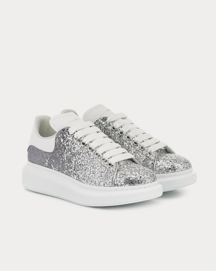McQueen Leather-trimmed Silver Glitter Low Top Sneakers - 2
