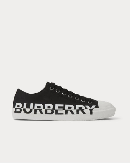 Burberry Logo-Print Two-Tone Rubber-Trimmed Cotton-Gabardine  Black low top sneakers - 1
