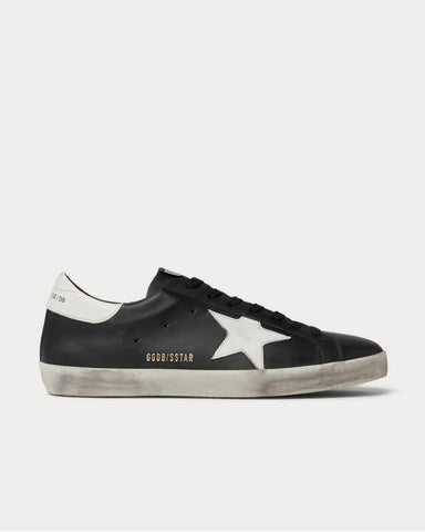 Golden Goose Superstar Distressed Leather and Suede  Black low top sneakers