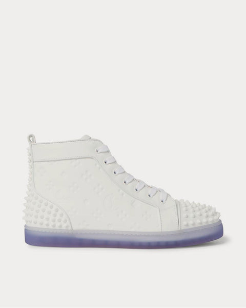 Lou Spikes 2 Embossed Leather High-Top  White high top sneakers