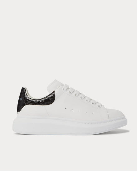 McQueen Exaggerated-Sole Croc Effect-Trimmed Leather  White low top sneakers - 1