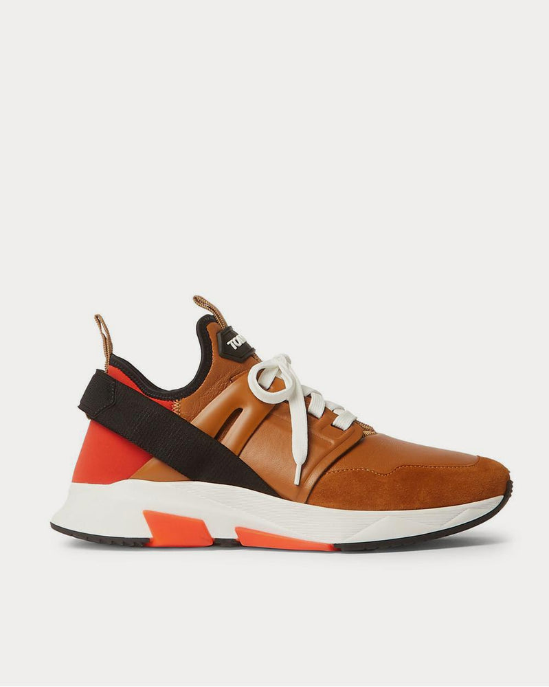 Tom Ford Jago Neoprene, Suede and Leather  Brown low top sneakers - 1