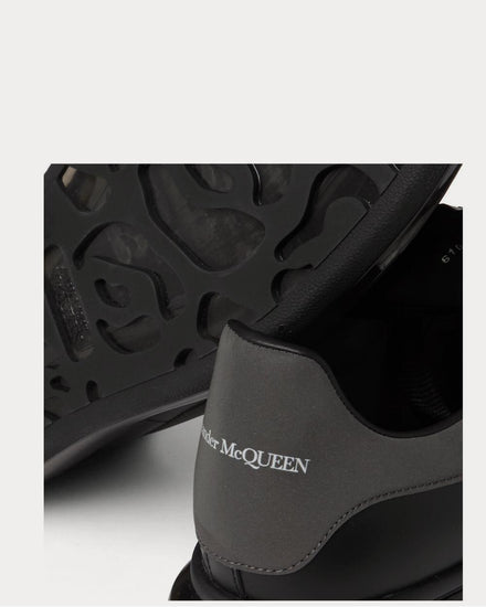 McQueen Exaggerated-Sole Reflective-Trimmed Leather  Black low top sneakers - 5