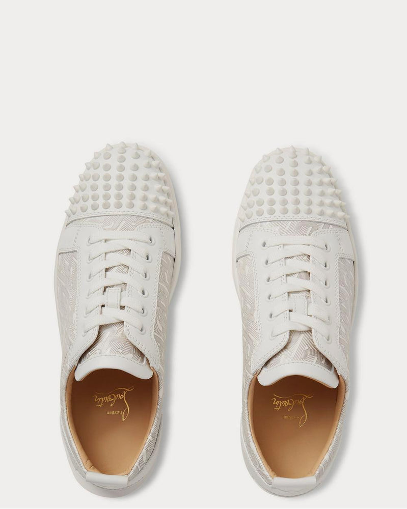 Christian Louboutin Louis Junior Spikes Printed Leather  White low top sneakers - 6