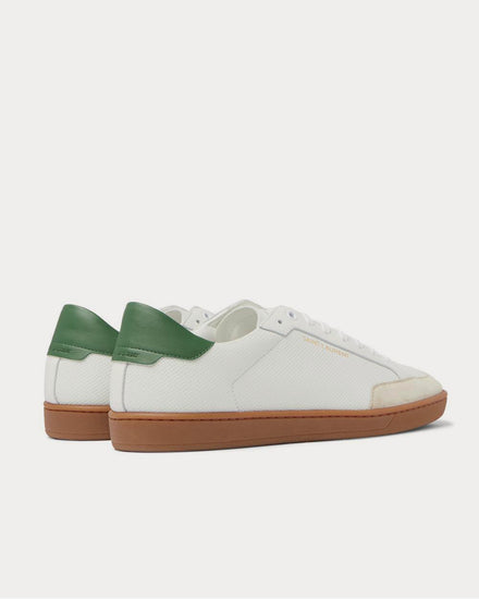 Saint Laurent SL/10 Suede-Trimmed Perforated Leather  White low top sneakers - 3
