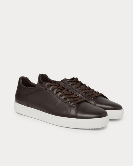 J.M. Weston Leather  Dark brown low top sneakers - 2