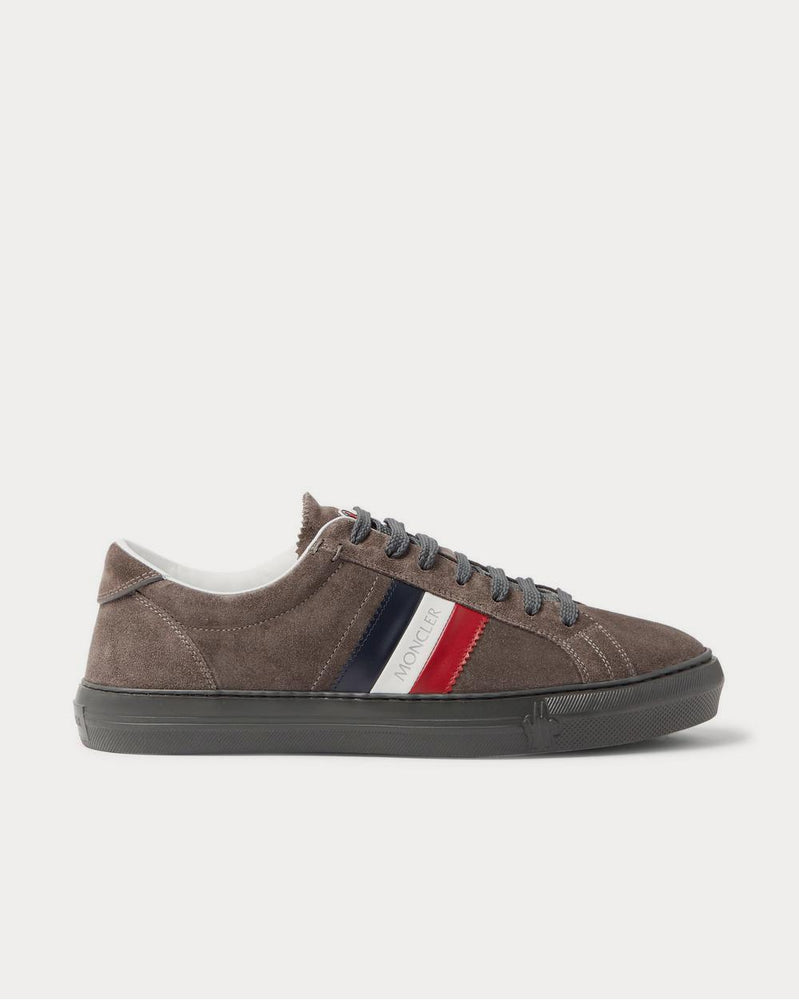 Moncler New Monaco Suede and Leather  Gray low top sneakers - 1