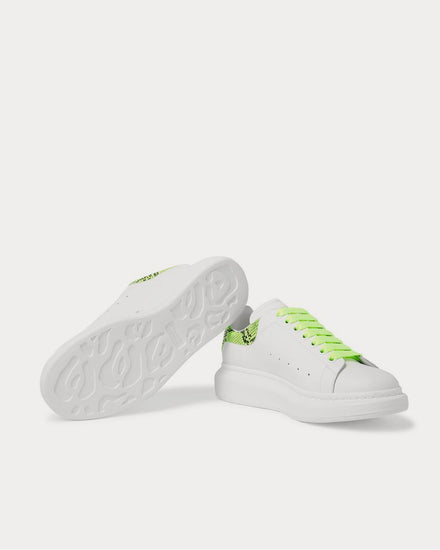 McQueen Exaggerated-Sole Neon Snake-Effect Leather  White low top sneakers - 3