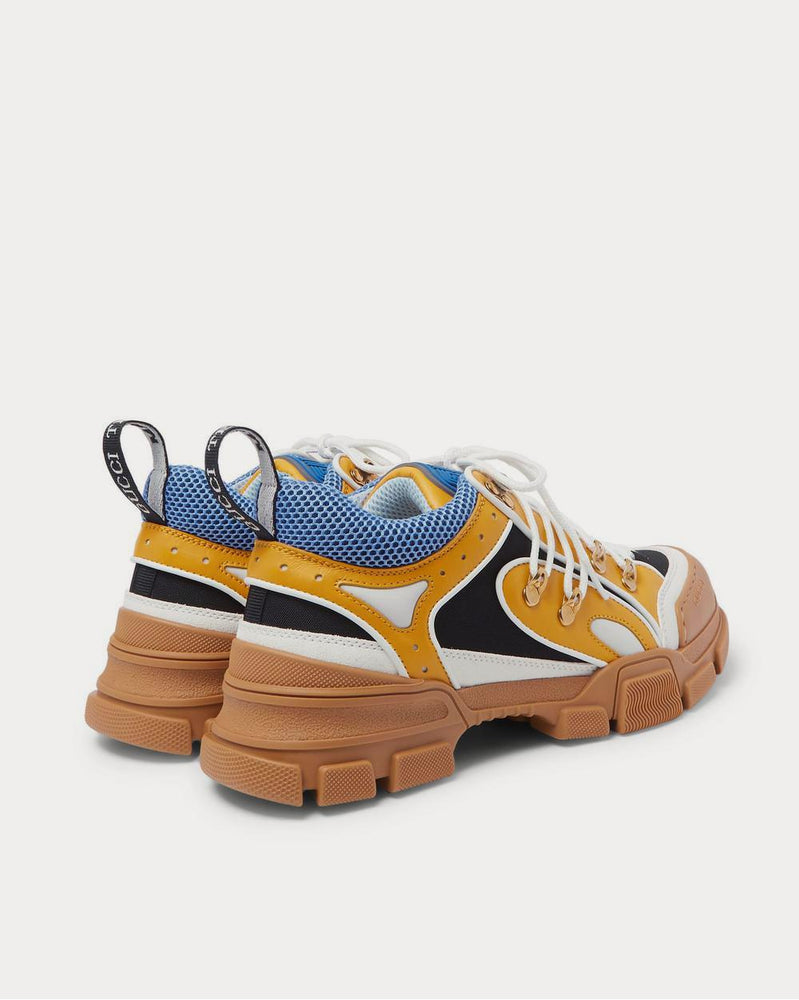 Gucci Flashtrek Rubber, Leather, Mesh and Suede  Yellow low top sneakers - 4