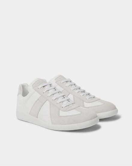 Maison Margiela Replica Suede and Leather  Off-white low top sneakers - 2
