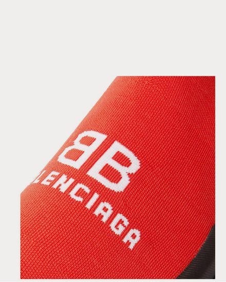 Balenciaga Speed Sock Logo-Print Stretch-Knit Slip-On  Red high top sneakers - 4