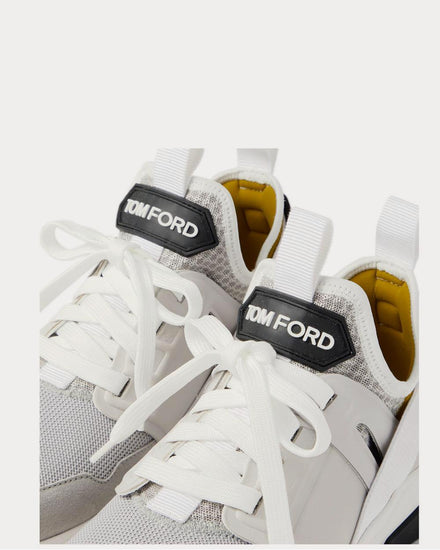 Tom Ford Jago Suede, Mesh and Neoprene  Gray low top sneakers - 4