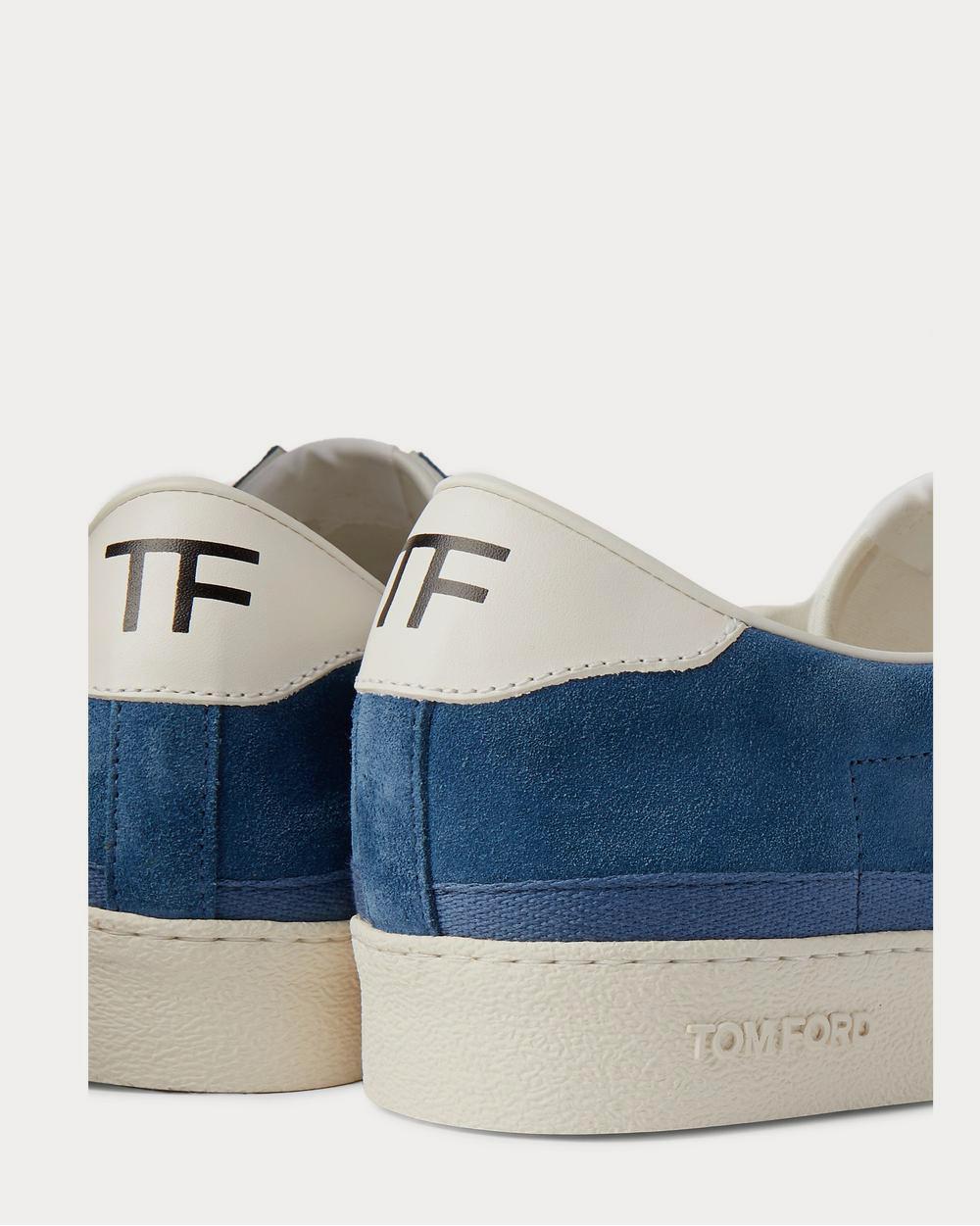 Tom Ford - Bannister Leather-Trimmed Suede  Blue low top sneakers