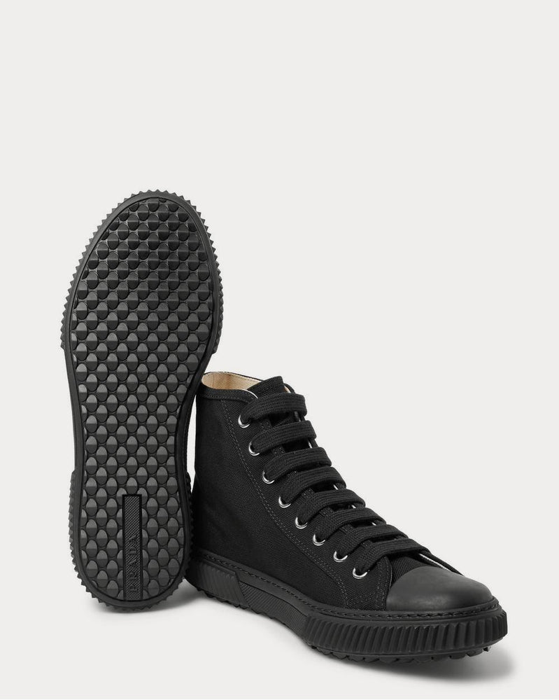 Prada Stratus Logo-Appliquéd Canvas High-Top  Black high top sneakers - 3