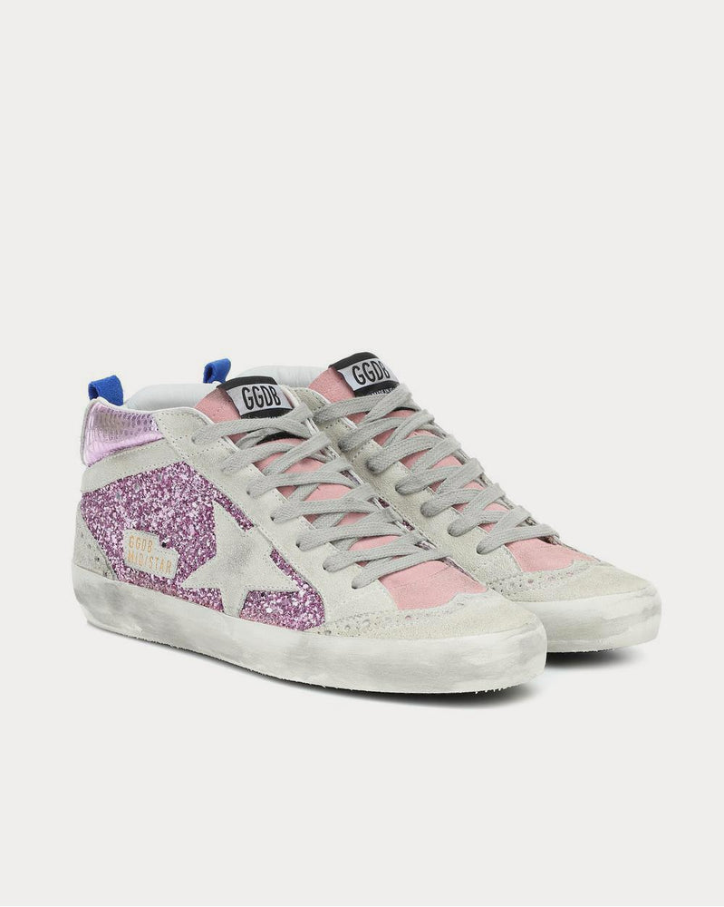 Golden Goose Mid Star embellished Pink Glitter High Top Sneakers - 2