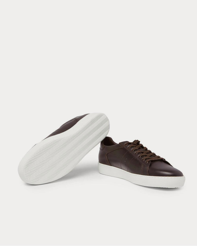 J.M. Weston Leather  Dark brown low top sneakers - 3