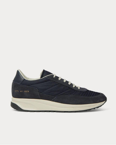 Common Projects Track Classic Leather-Trimmed Suede and Ripstop  Navy low top sneakers