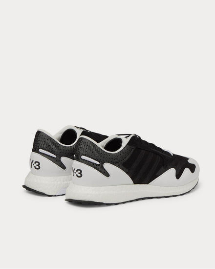 Y-3 Rhisu Run Leather and Suede-Trimmed Mesh  Black low top sneakers - 3