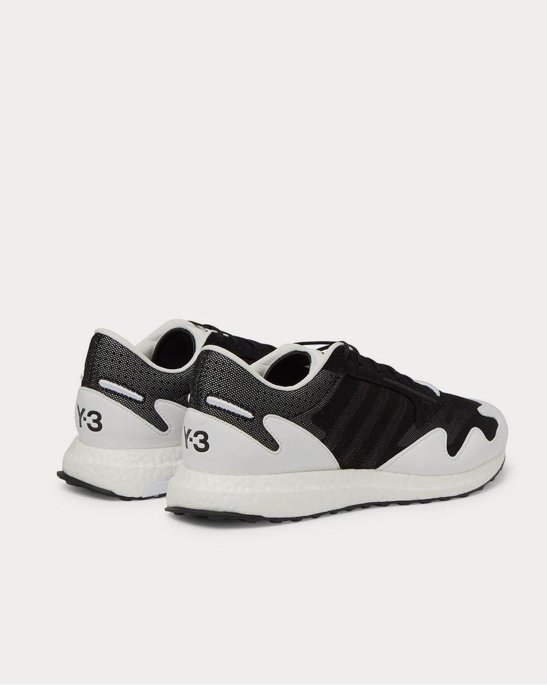 Y-3 Rhisu Run Leather and Suede-Trimmed Mesh  Black low top sneakers - 3