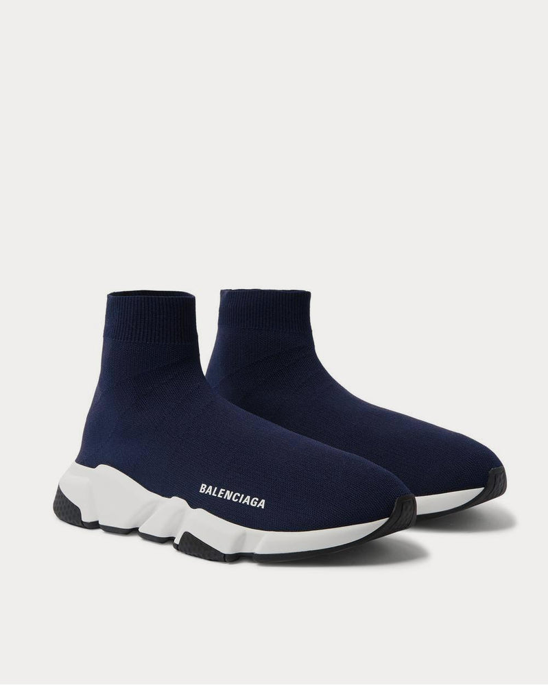 Balenciaga Speed Sock Stretch-Knit Slip-On  Navy high top sneakers - 2