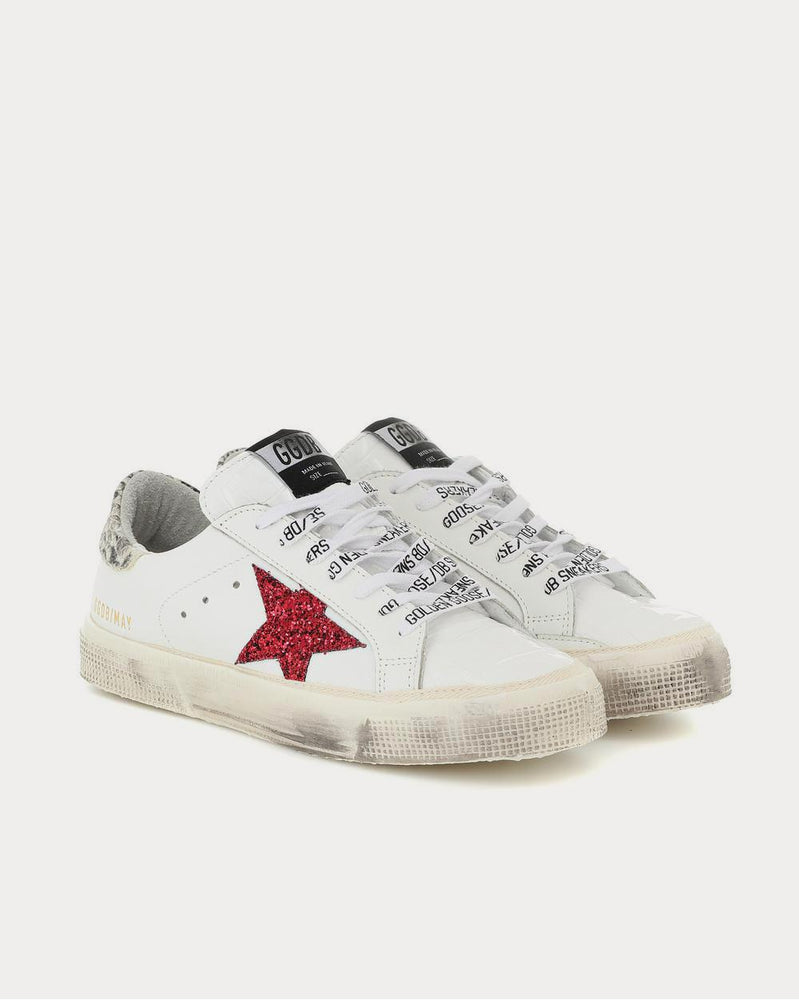 Golden Goose May leather Red Glitter Star White Low Top Sneakers - 2