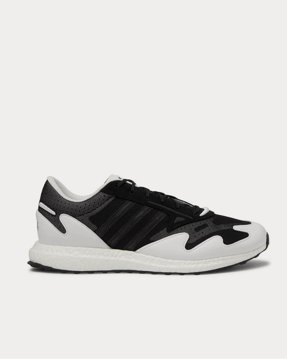 Y-3 Men's Rhisu Run Leather and Suede-Trimmed Mesh Black low top