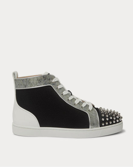 Christian Louboutin Louis Spiked Leather and Mesh High-Top  Black high top sneakers - 1